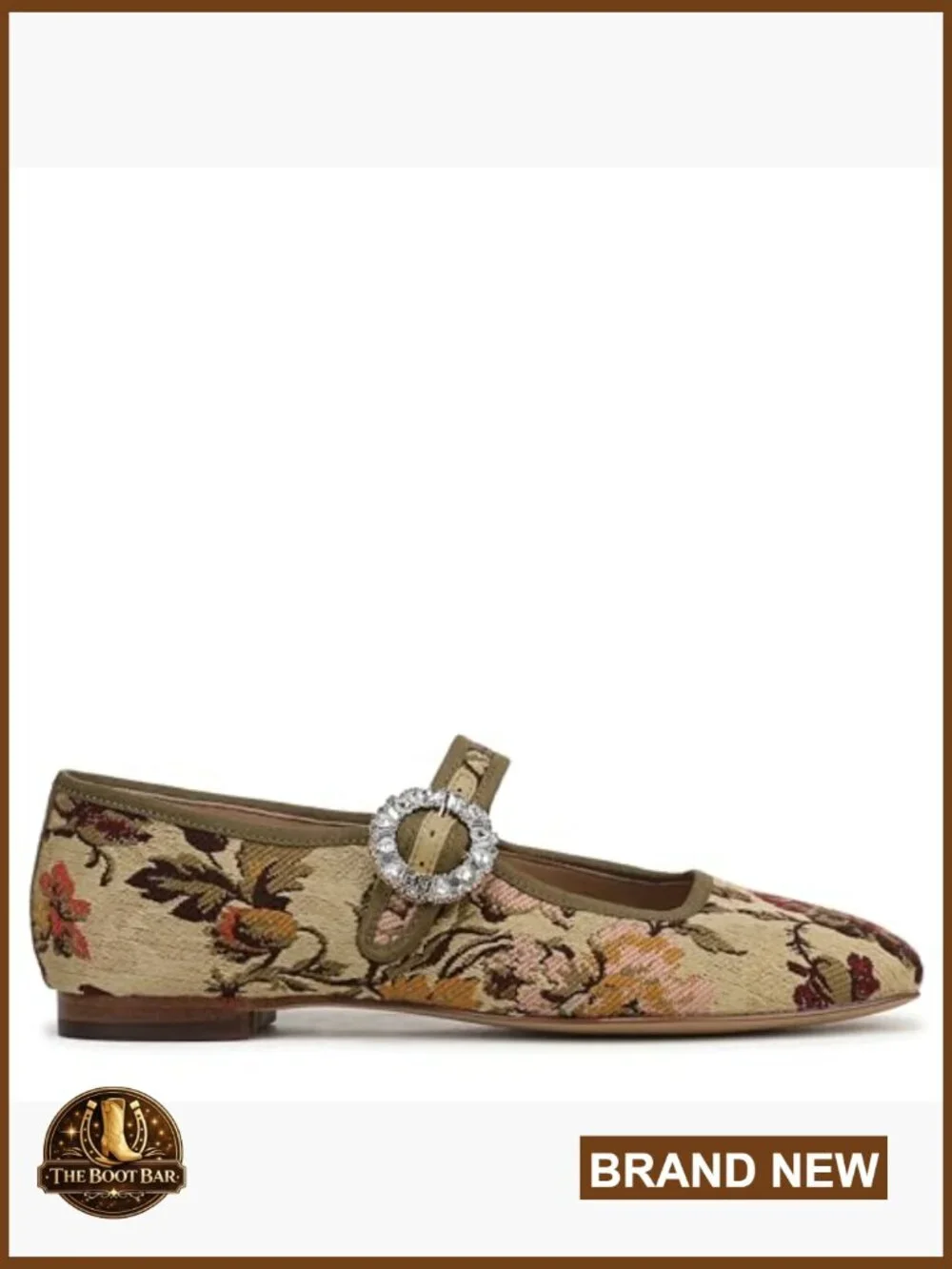 Women's Square Toe Crystal Embellished Mary Jane Flats